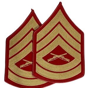 1 Set- US Marine Corps Gunnery Sergeant, Gold/Red,  5-3/4"H x 3-3/4"W